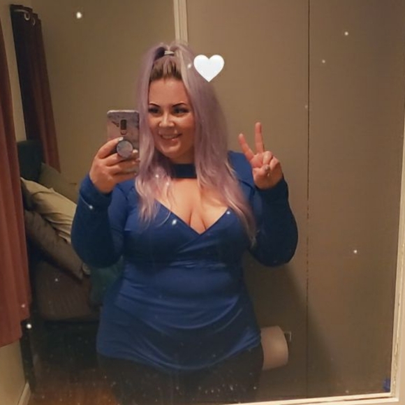 Blue Cut Out Long Sleeve Babydoll 2X - Picture 2 of 3